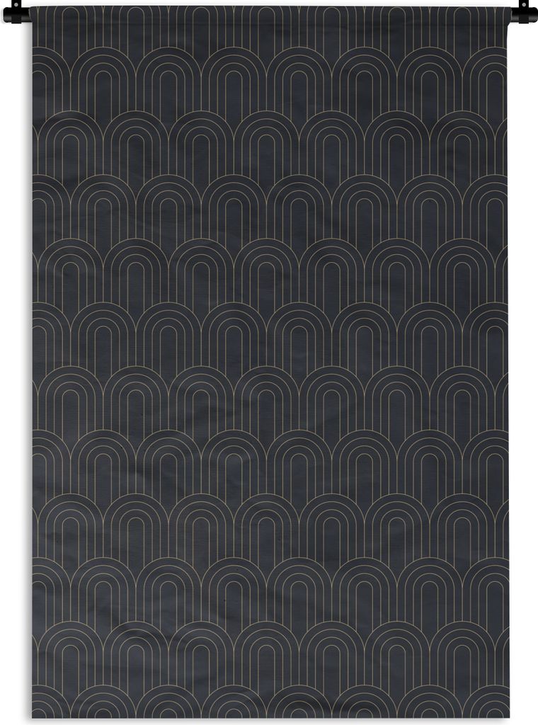 MuchoWow Wandteppich Wandbehang Modernismus - Bogen - Art deco - Schwarz 60x90 cm Tapisserie Dekoration Wandtuch - Foto-Teppich - Abwaschbar