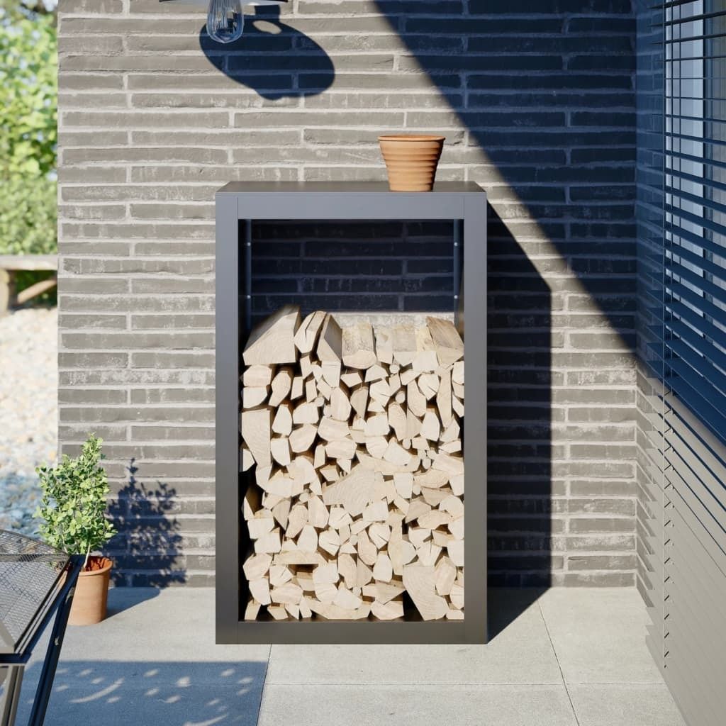 HOMMIE Brennholzregal - elegantes Design - Feuerholzregal/Kaminholzregal - Anthrazit 60x40x100cm Stahl NEU601819 - Kaminholzregale