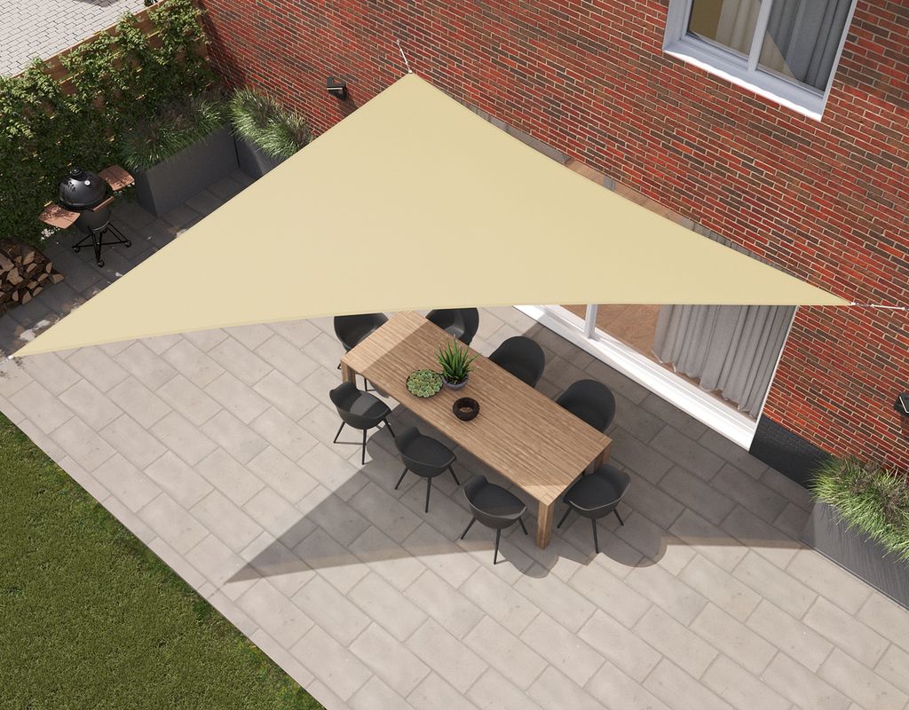 Kopu Sonnensegel Dreieckig 5x6x7,8 mtr 230 Gramm Wasserdicht - Creme