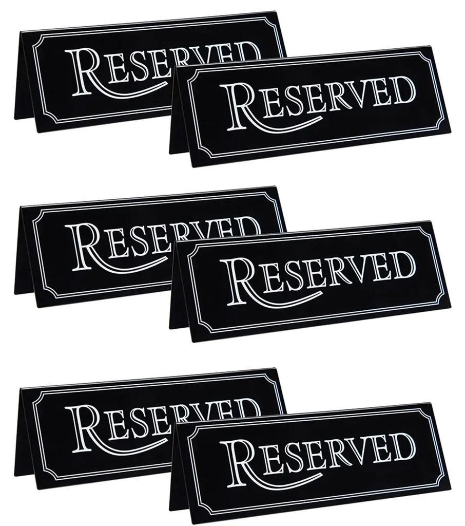 Cavaliers de table Réservé pour restaurant - Acrylique bleu lot de 6