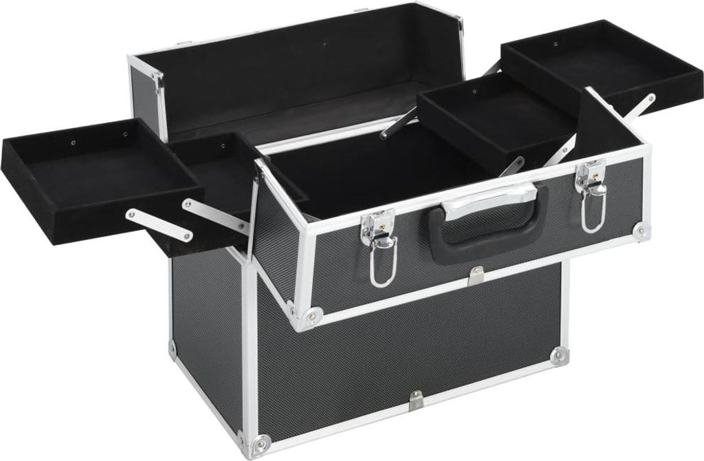 vidaXL Kosmetikkoffer 38x23x34 cm Schwarz Aluminium