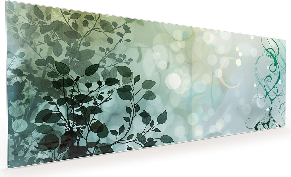 Küchenrückwand Spritzschutz Glas mit Motiv Blättertraum 40 x 40 cm