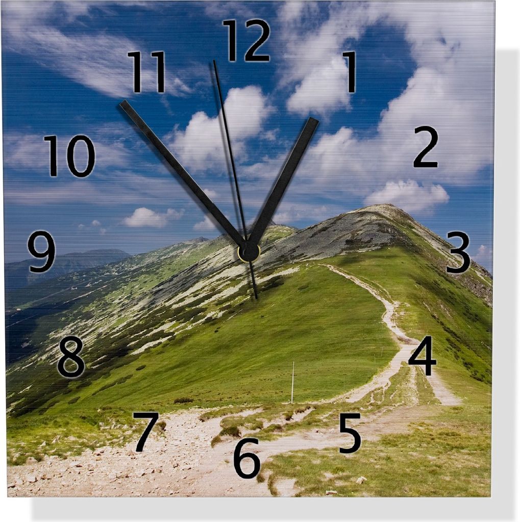 Wallario Design Wanduhr Alpenluft aus Aluverbund, Größe 30 x 30 cm