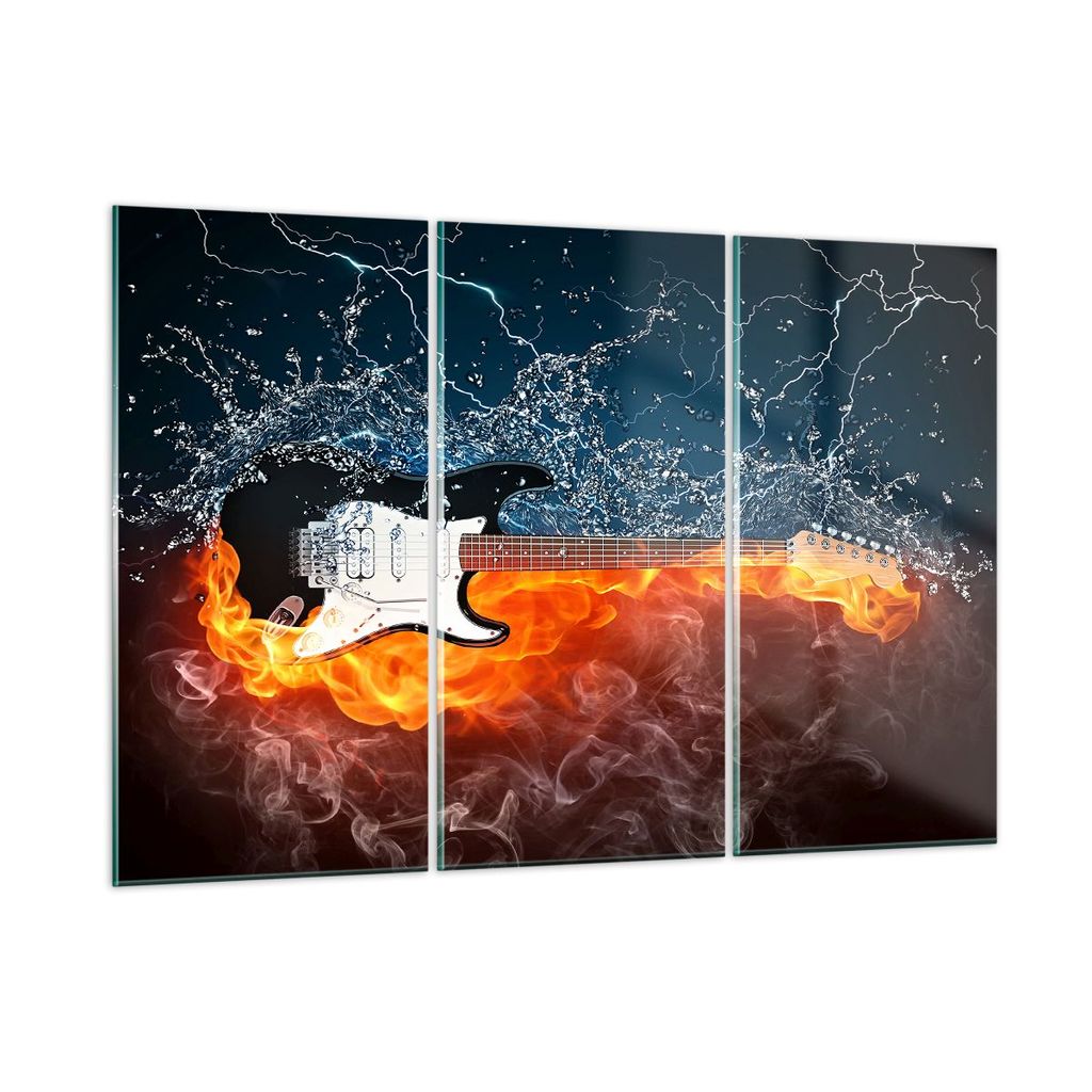 Bilder auf glas - Gitarre Instrument Musik - 105x70cm - Glasbilder - Wandbilder - Kunstdruck - zum Aufhängen bereit - Wanddekoration aus Glas - Gl...