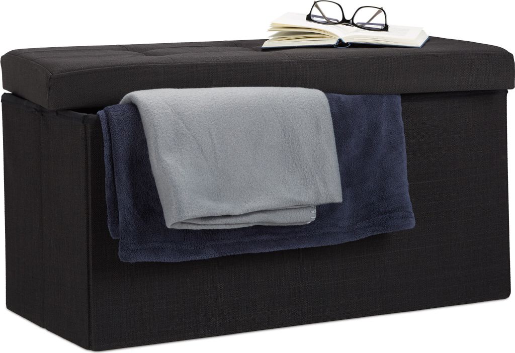 Relaxdays Faltbare Sitzbank XL, mit Stauraum, Sitzcube, Produktbild 