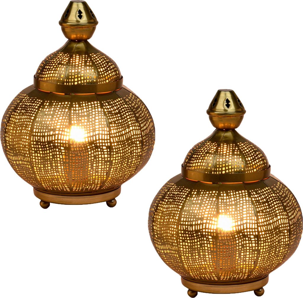 Marrakesch 2er Set Orientalische Deko Tischlampe Nachttischlampe 32cm groß | Boho Tischleuchte Lampe im Wohnzimmer Schlafzimmer & Kinderzimmer | T...