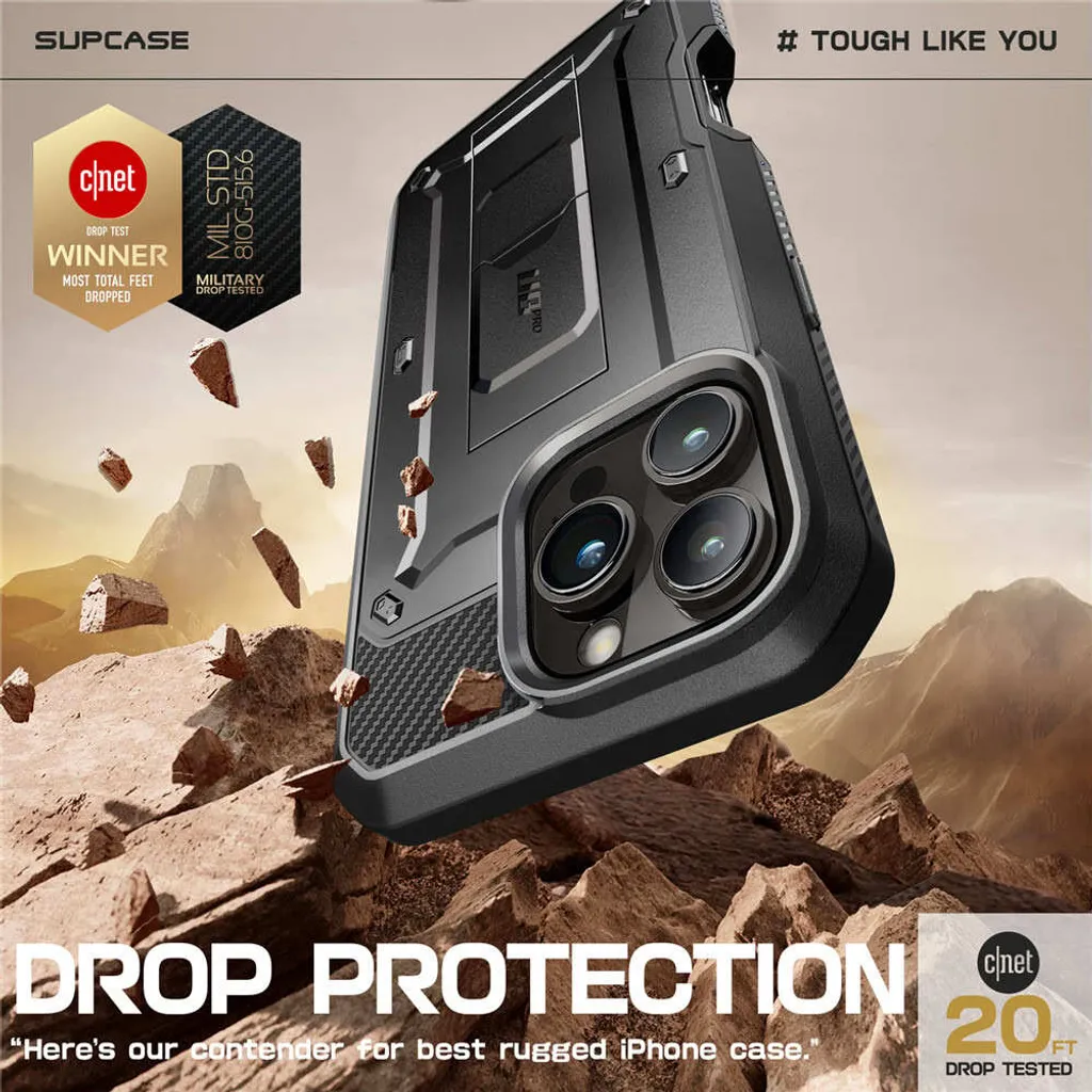 Évitez les Chutes : Coque iPhone 16 Pro Max Antichoc avec Support Noir - 12