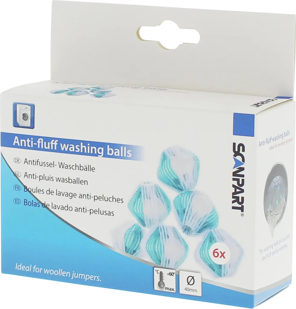 Boules Anti-bouloches pour Lave-linge Scanpart 4cm Set de 6 Unités