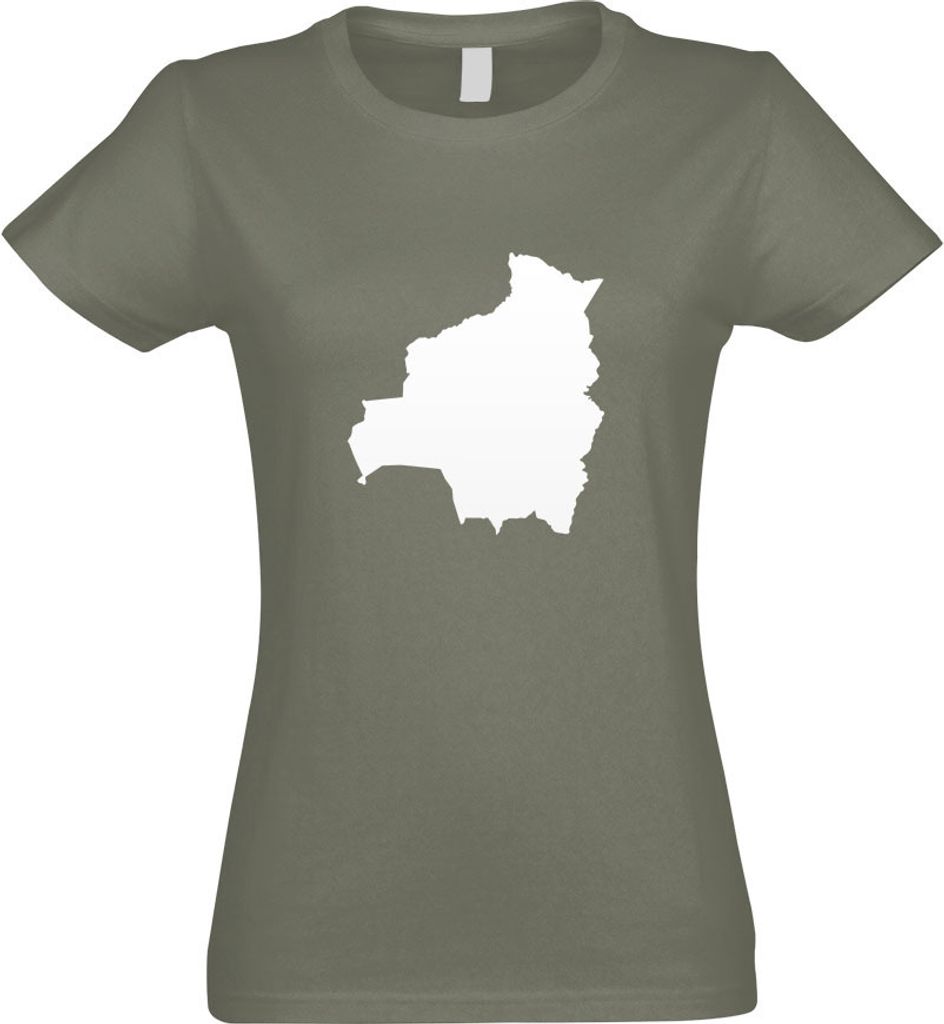Kiwistar - T-Shirt tailliert - Damen - Olive - Bolivien Umriss Kontur - mit Motiv Bedruckt - Funshirt Design - Sport - Freizeit - Damen - XL