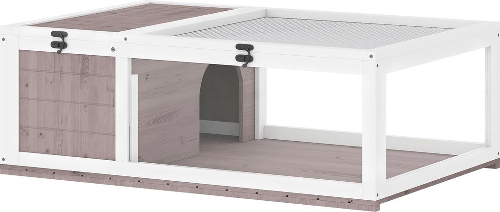 Schildkrötenhaus aus Holz Schildkrötengehege mit Haupthäusern aufklappbarem Oberseite 91x60,5x32 cm, Braun