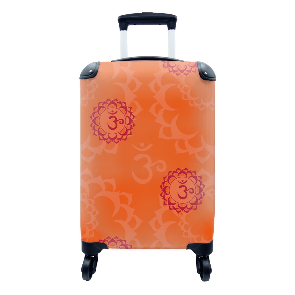 MuchoWow Koffer Handgepäck Trolley Rollkoffer Kleine Reisekoffer mit 4 Rollen - Zen - Muster - Yoga - Cabin Size < 55x40x23 cm & 55x40x20 cm - F...
