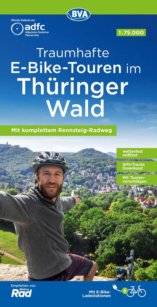 BVA ADFC Regionalkarte Traumhafte E-Bike-Touren im Thüringer Wald 1:75.000