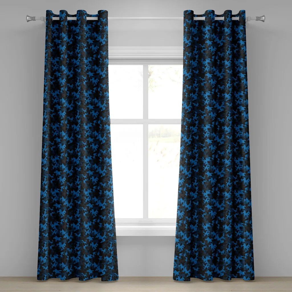Paire de rideaux décoratifs camouflage pour chambre et bureau 280x175cm