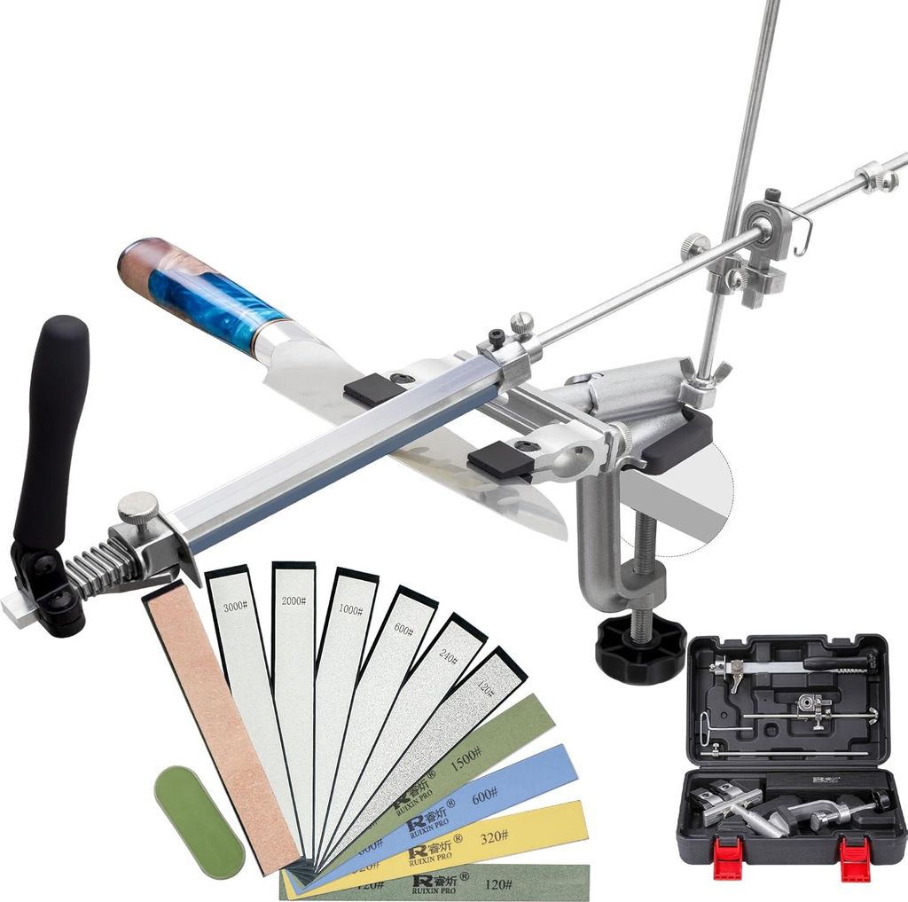 Professioneller manueller Messerschleifer mit 360° drehbarem System und 10 Schleifsteinen