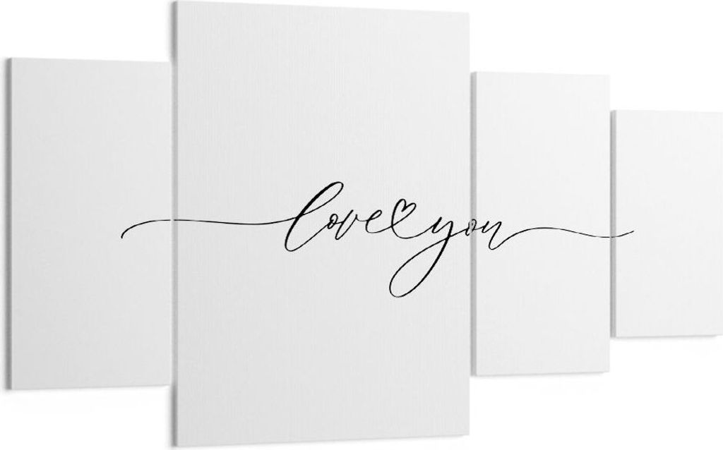 Bild auf Leinwand - Leinwandbild - 4 Teile - Ich liebe dich handschriftlich - 160x90cm - Wand Bild - Wanddeko - Wandbilder - Leinwanddruck - Bilder...