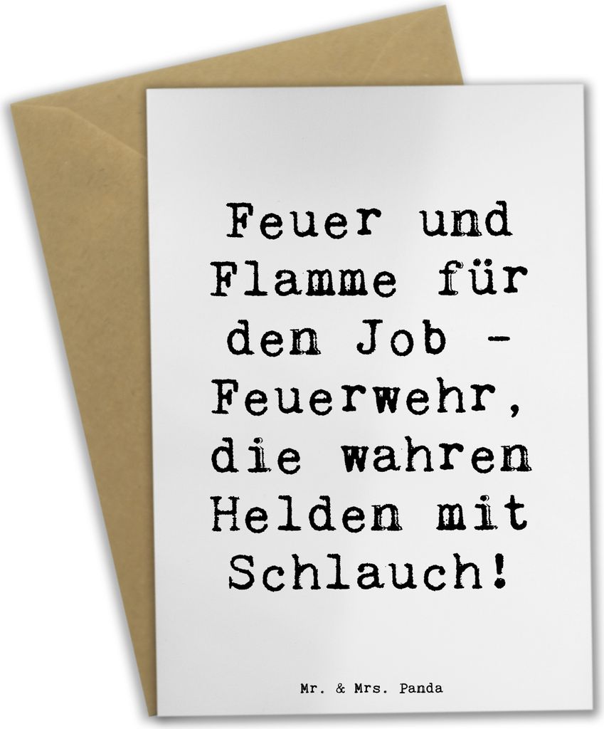 Mr. & Mrs. Panda Grußkarte Spruch Feuerwehrmann Helden - Weiß - Geschenk, osterkarten, Berufspassion, Naturkatastrophen, Berufsleben, einladungsk...