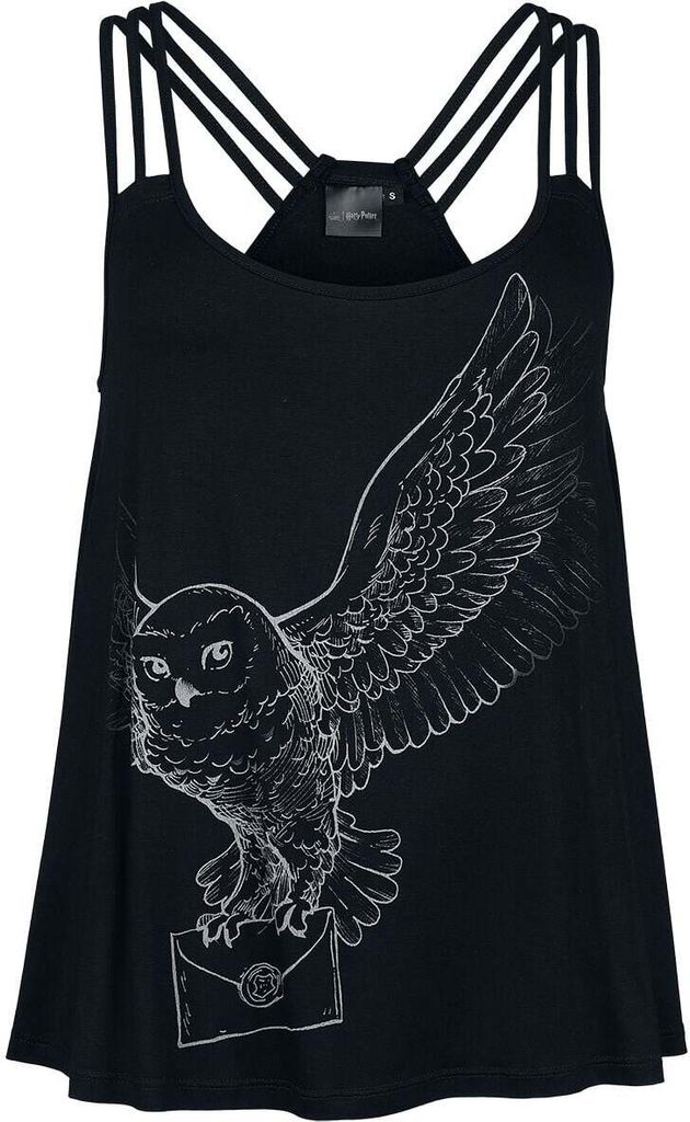 Harry Potter Top Damen Hedwig schwarz Fan-Merch, Filme 95% Viskose, 5% Elasthan S