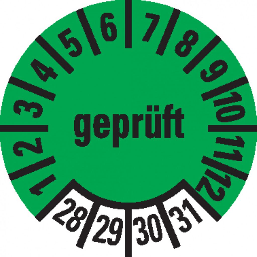Dreifke Prüfplakette 28-31, grün, Dokumentenfolie, Ø 10mm, 1000 Stk.