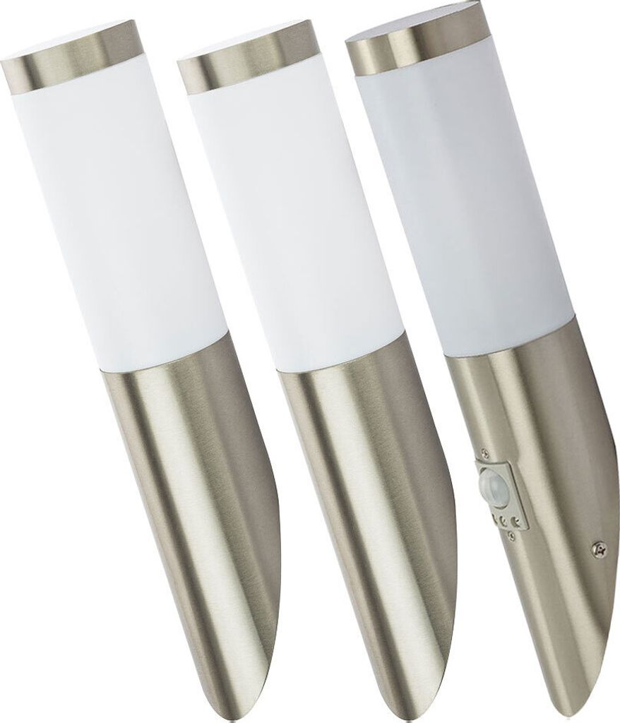 3er Set RGB LED Wandleuchte, Bewegungsmelder, Edestahll