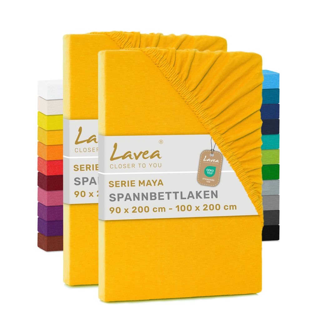 Lavea® 2er Pack Jersey Spannbettlaken 90/100x200 cm, 100% Produktbild 