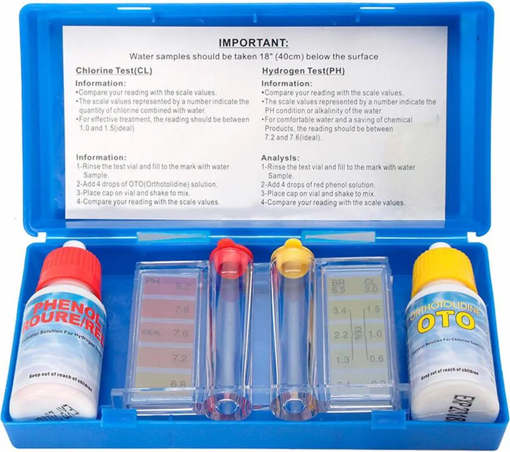 Kit de Test Chlore et pH Tamar en Trousse Goutte à Goutte 2 x 20ml