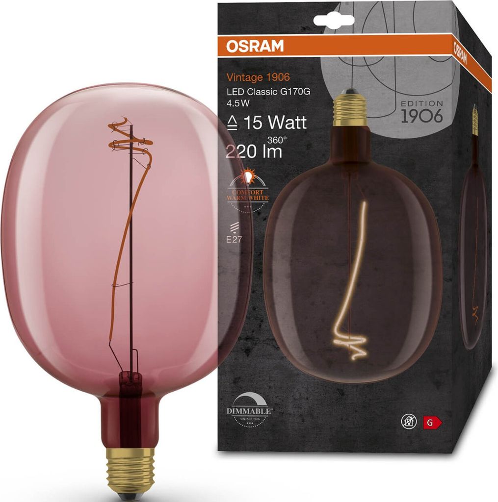 1906 Ballon Clair Fil Rose 4.5w E27 Chaud - Osram Image du produit 