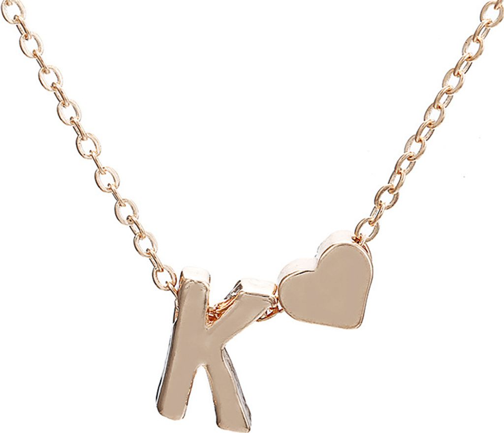 AZ 26 Großbuchstabe Herz Anhänger Mode Frauen Kette Halskette Schmuck Geschenk-Golden K