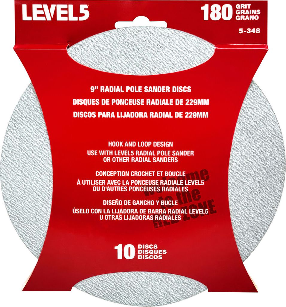 LEVEL5 Schleifscheiben 10 Pack Klettpads 180 Körnung für 9“ Schleifkopf 5-348