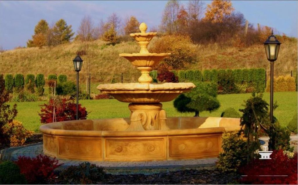 Fontaine Becken Zierbrunnen Springbrunnen Garten Skulptur Brunnen Stadt Teich