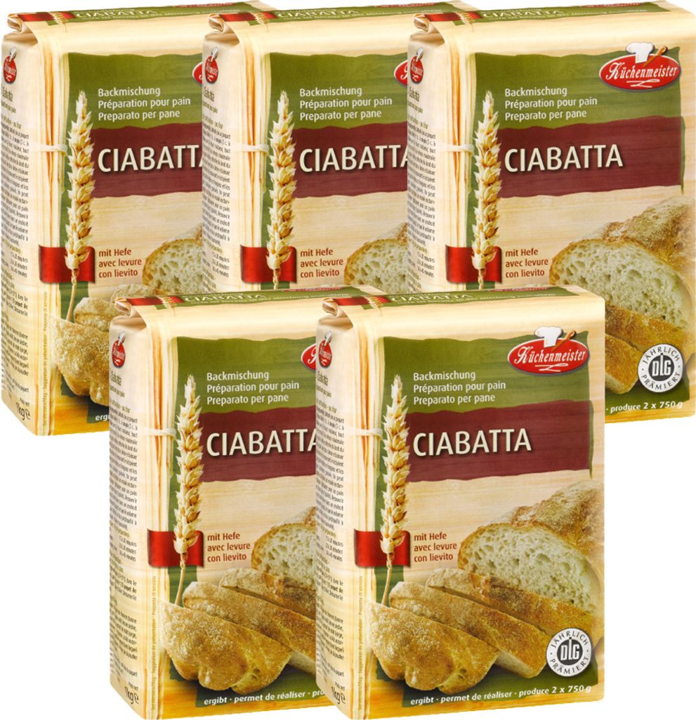 KÜCHENMEISTER Brotbackmischung Ciabatta 5 x 1000 g
