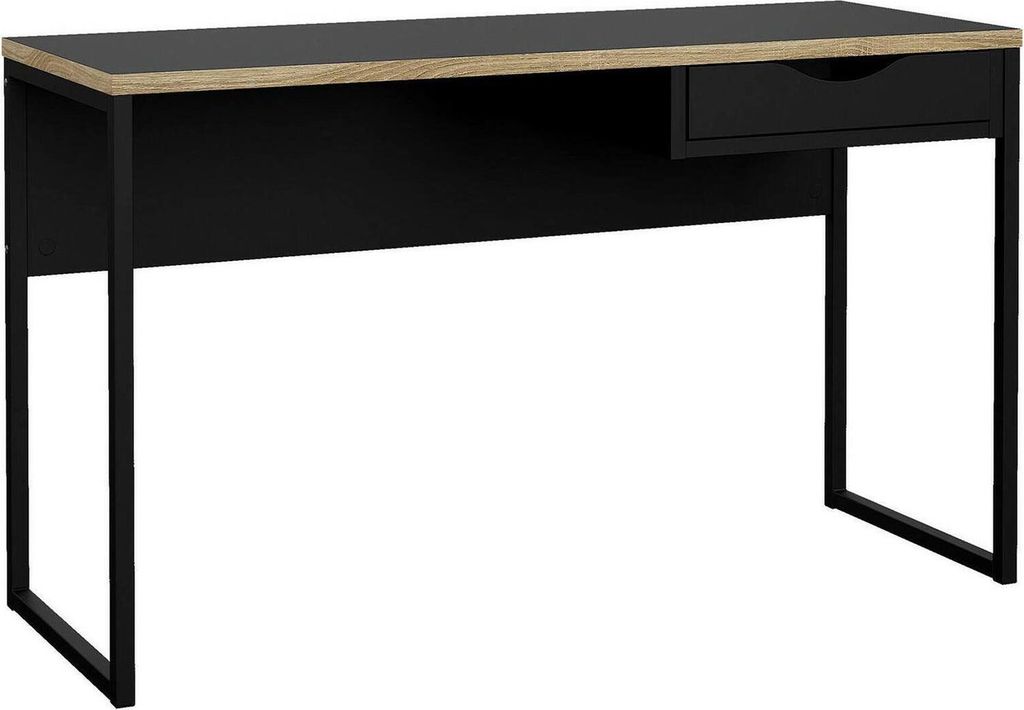 Schreibtisch Gil, Mehrzweckschreibtisch, Bürotisch für PC, Eckschreibtisch, 130x48 h77 cm, Schwarz