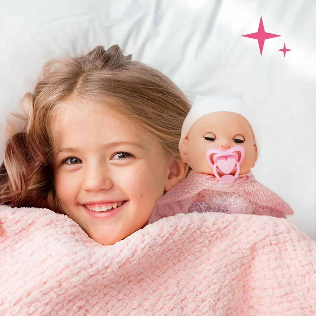 Poupée Educative 35cm pour Calmer les Enfants avec Sons et Tétine Adaptée
