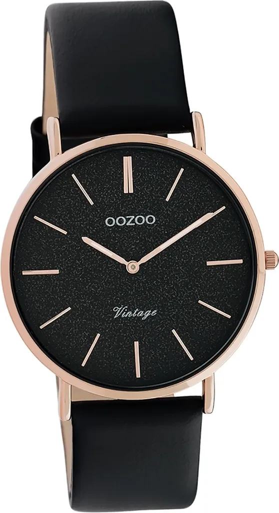 Montre Analogique Femme Oozoo Vintage Noire - Élégance et Cuir Chic
