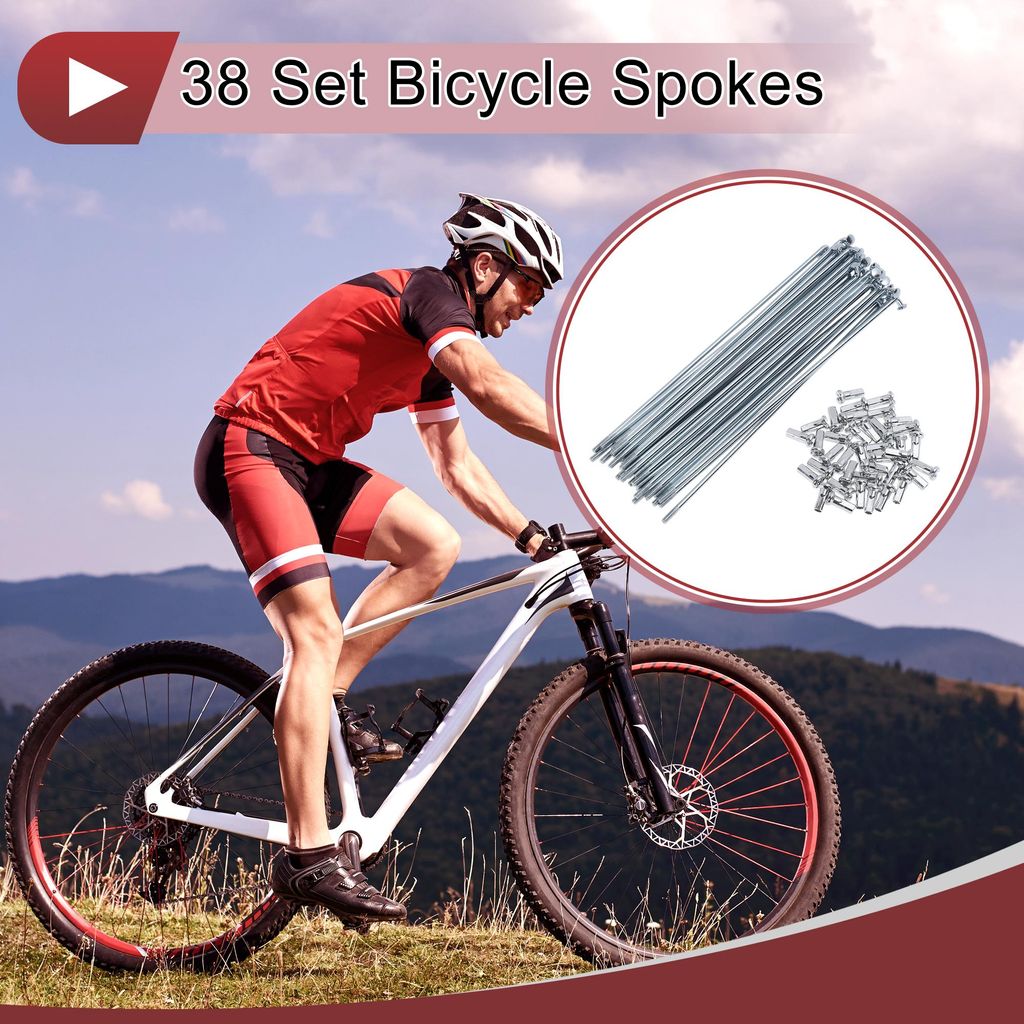 38 Stück 12G Fahrradspeichen 155mm Fahrradfelgenspeichen Kohlenstoffstahl verzinkt Silberton