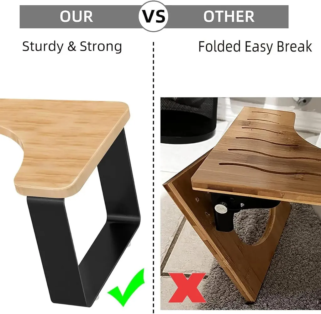Tabouret de toilettes contre la constipation - Structure métal pliable noir