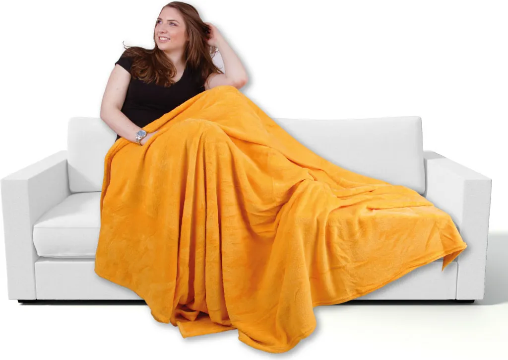 Plaid Microfibra Albicocca 210x280 XL - Coperta Soffice Matrimoniale