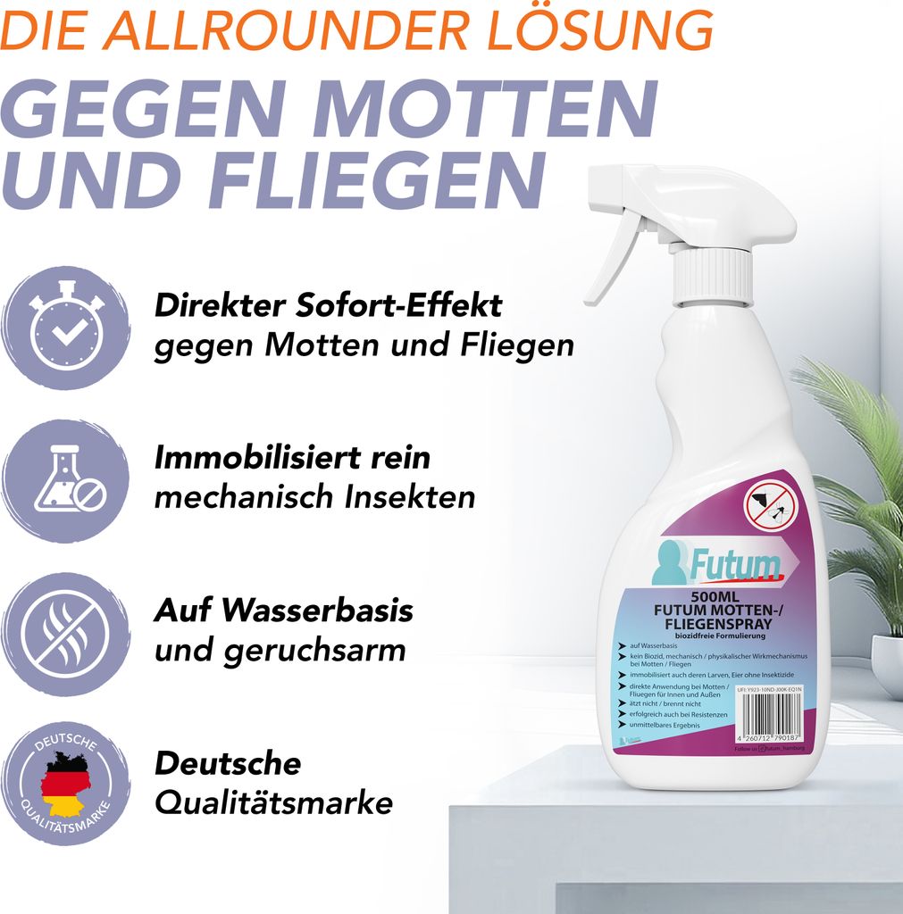 FUTUM 500ml Motten-Spray / Fliegen-Spray mechanische Formel