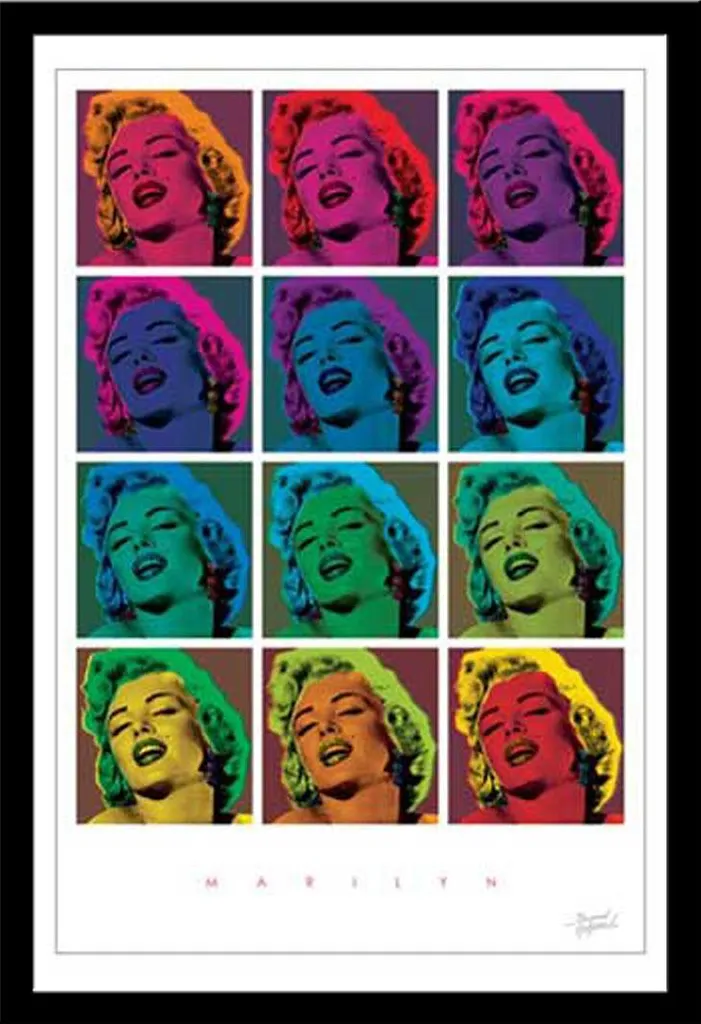 Décoration Murale Marilyn Monroe Pop Art avec cadre noir Shinsuke prêt à poser