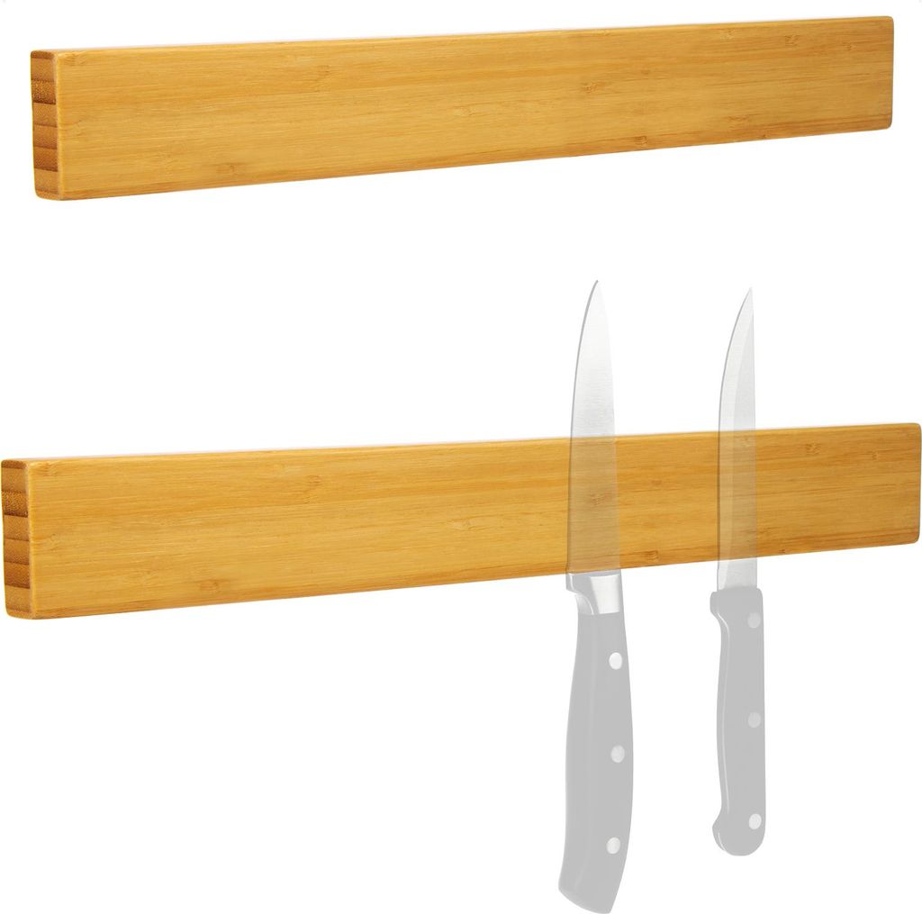 com-four 2x Messer Magnetleiste aus Bambus zur Wandmontage - magnetischer Messerblock - 40 cm Messerleiste für die Küche - vielseitige Magnetsc...