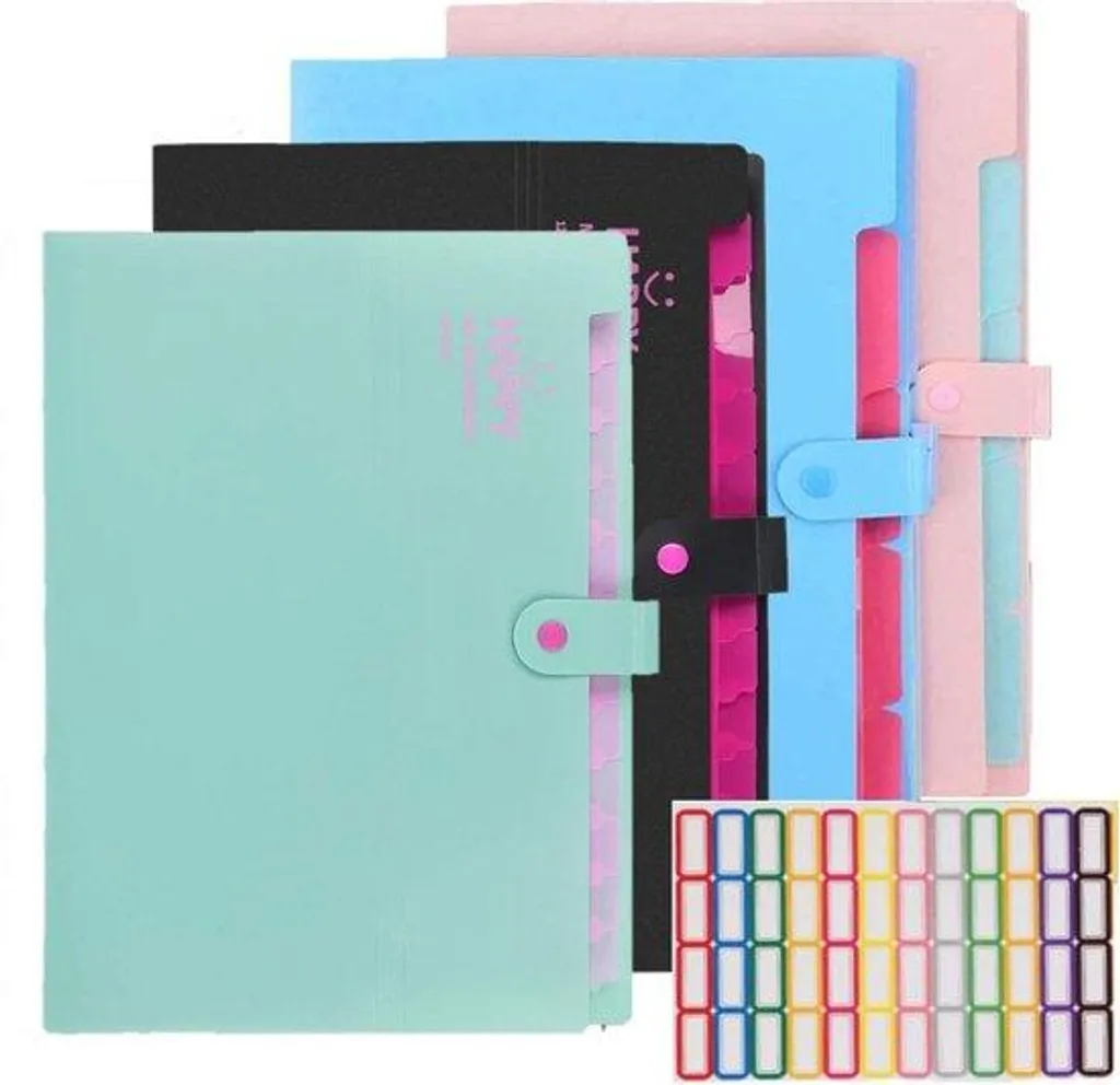 Trieur de documents A4 de style accordéon avec 12 poches extensibles