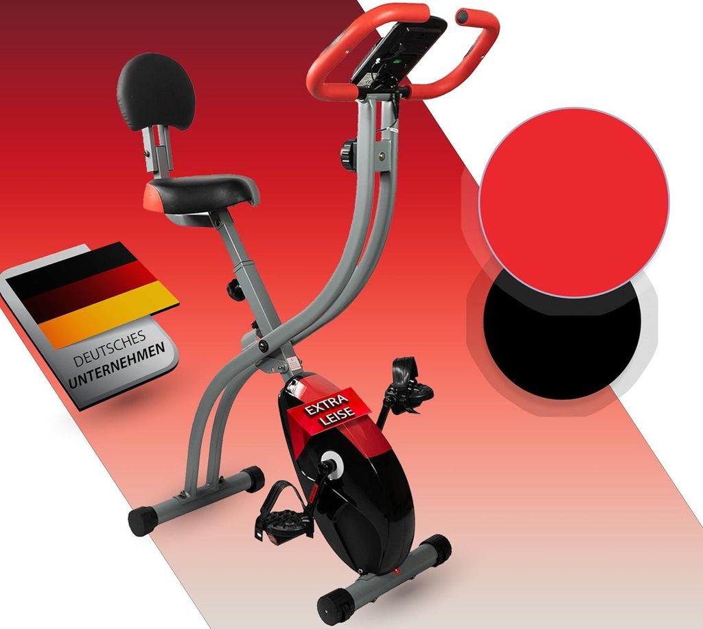 Fjoerdesports Senioren Heimtrainer, faltbarer Fahrradtrainer, Heimtrainer, Fitnessfahrrad LCD Trainingscomputer, klappbarer Hometrainer, inklusive ...