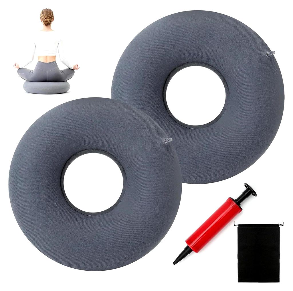 2 Stück Orthopädische Hämorrhoiden Sitzkissen - Aufblasbare Donutkissen für Steißbeinschmerzen