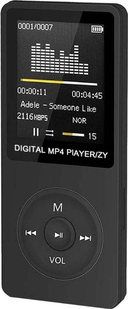 Sport MP4 MP3 Musik-Player Mini Walkman Student 1,8 Zoll Bildschirm Karte MP4 (schwarz) Datenkabel + Kopfhörerkabel