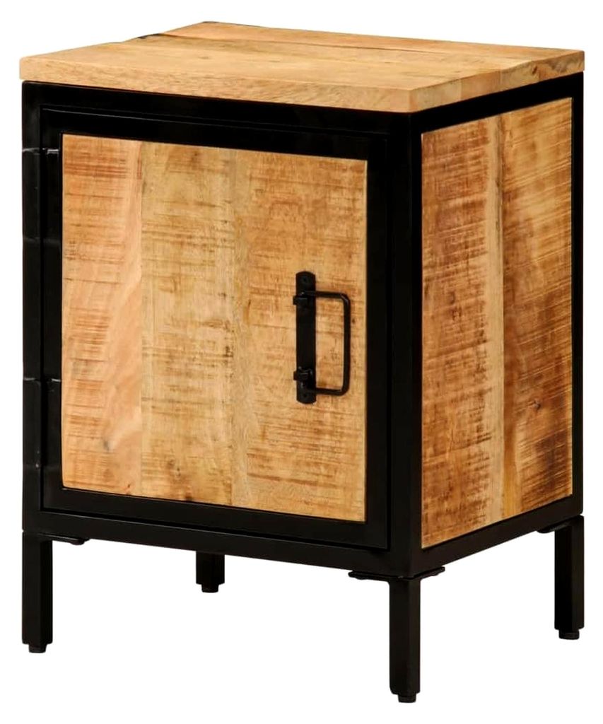 Nachttisch aus massivem Mangoholz mit Stauraum für Schlafzimmer und Wohnzimmer