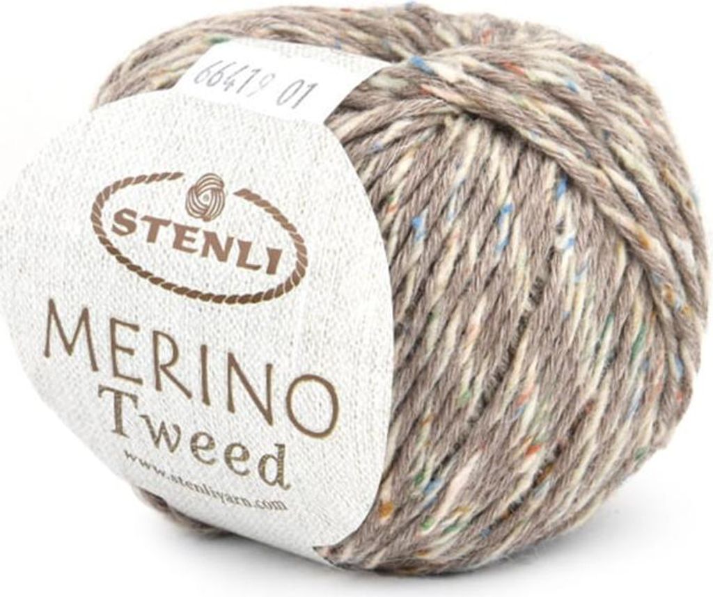Stenli Merino Tweed Wolle 55% Merino 20% Recycling-Seide, Grau-Beige, 50g,