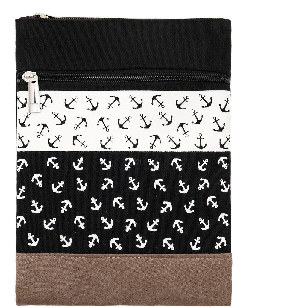 Leoberg Crossbag Tasche in verschiedenen Farben und Designs - Schultertasche aus Baumwolle in 302173-Schwarz-12