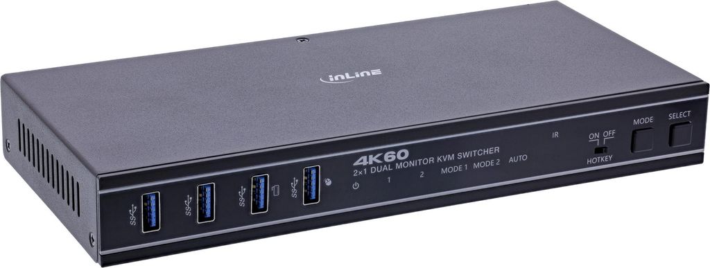 InLine KVM Switch, 2-fach, HDMI, 4K60Hz, Dual Monitor