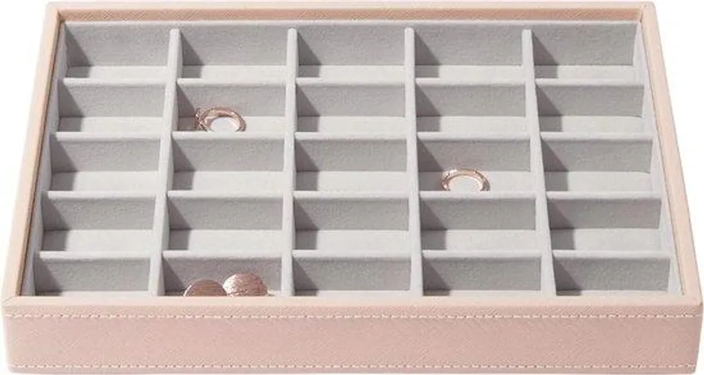 Boîte à bijoux rose avec compartiments - Organisateur chic et robuste