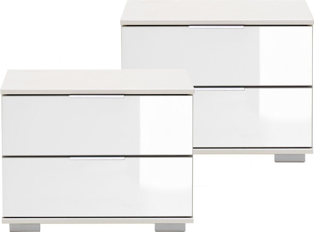 Schlafzimmer 2er Set Nachttisch Nachtschrank in weiß mit Produktbild 
