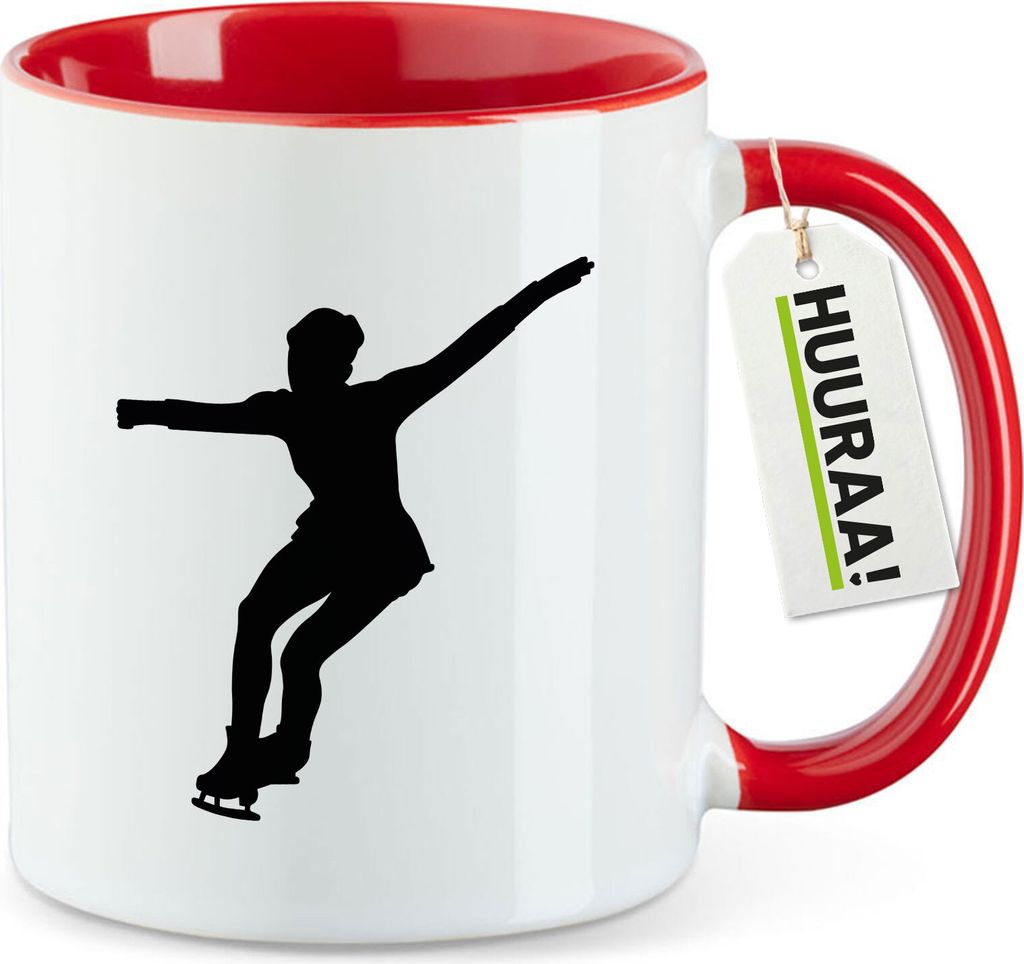 Huuraa Kaffeetasse Eiskunstlauf Silhouette 330ml Rot Keramik Kaffeebecher Geschenkidee